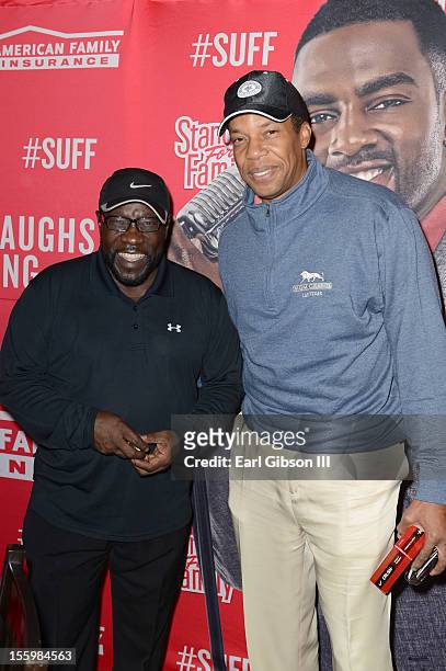 Eddie Levert and Tony Cornelius pose for a photo at the First Annual Soul Train Celebrity Golf Invitational on November 9, 2012 in Las Vegas, Nevada.