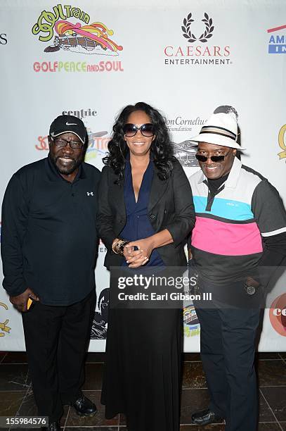 Eddie Levert, Jody Watley and Walter Williams attend the First Annual Soul Train Celebrity Golf Invitational on November 9, 2012 in Las Vegas, Nevada.