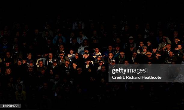 Reading fans watch the game during the Barclays Premier League match between Reading and Norwich City at the Madejski Stadium on November 10, 2012 in...