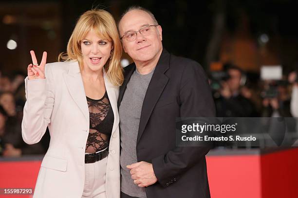 Claudia Gerini and Carlo Verdone attend the "Carlo!" Premiere during the 7th Rome Film Festival at the Auditorium Parco Della Musica on November 10,...