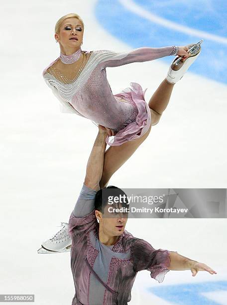 Tatiana Volosozhar and Maxim Trankov of Russia skate in the Pairs Free Skating during ISU Rostelecom Cup of Figure Skating 2012 at the Megasport...