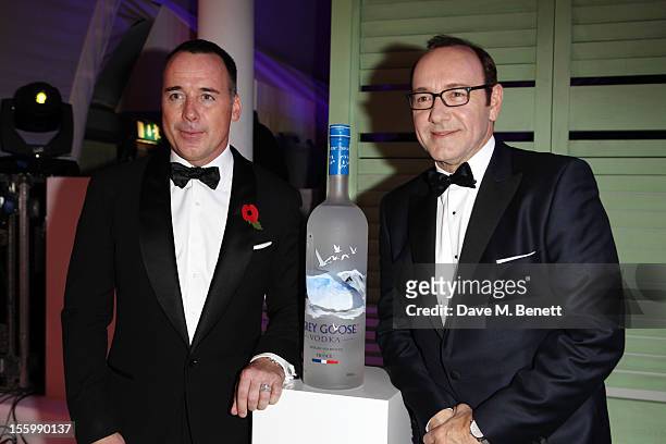 David Furnish and Actor Kevin Spacey arrive at the Grey Goose Winter Ball at Battersea Power Station on November 10, 2012 in London, England.