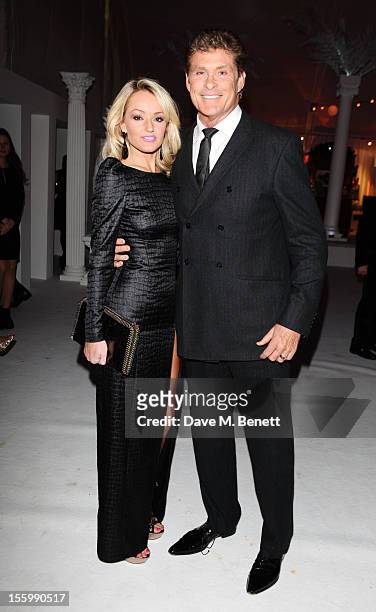 David Hasselhoff and girlfriend Hayley Roberts arrive at the Grey Goose Winter Ball at Battersea Power Station on November 10, 2012 in London,...