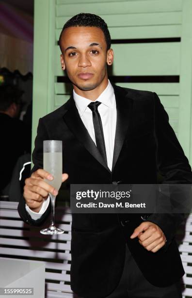 Aston Merrygold of JLS arrives at the Grey Goose Winter Ball at Battersea Power Station on November 10, 2012 in London, England.