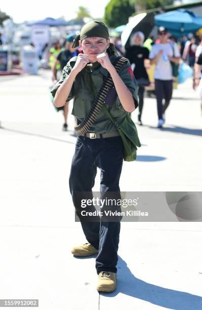 Cosplayer dresses as a tunnel rat at 2023 Comic-Con International: San Diego on July 21, 2023 in San Diego, California.