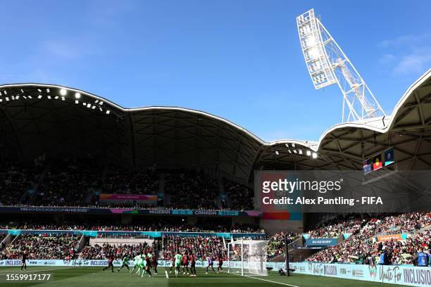 General view of a corner kick during the FIFA Women's World Cup Australia & New Zealand 2023 Group B match between Nigeria and Canada at Melbourne...