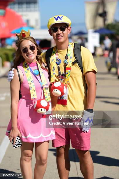 Cosplayers dress as Princess Peach and Wario at 2023 Comic-Con International: San Diego on July 21, 2023 in San Diego, California.