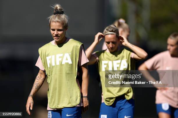 Rachel Daly of England looks on during a training session at Spencer Park on July 21, 2023 in Brisbane, Australia.