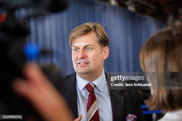 AfD member Maximilian Krah during a interview at the 2023 federal congress of the right-wing Alternative for Germany political party on July 28, 2023...