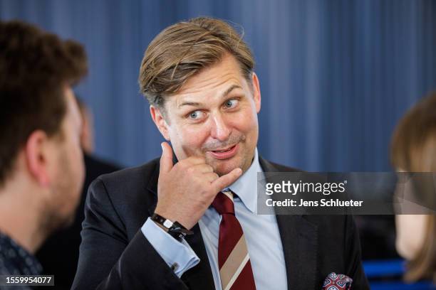 AfD member Maximilian Krah during a interview at the 2023 federal congress of the right-wing Alternative for Germany political party on July 28, 2023...