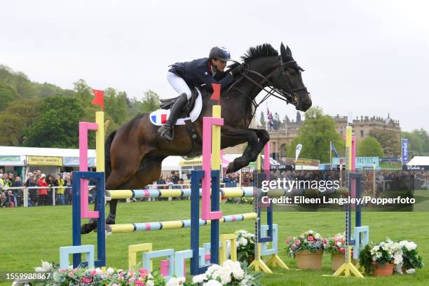 Nicolas Touzaint of France competing on 'Absolut Gold HDC' in the show jumping competition during the Chatsworth International Horse Trials at...