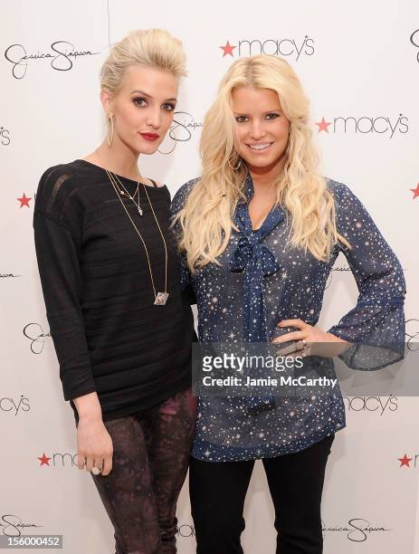 Ashlee Simpson and Jessica Simpson visit Macy's South Coast Plaza in support of the Jessica Simpson and Jessica Simpson Girls Collections on November...