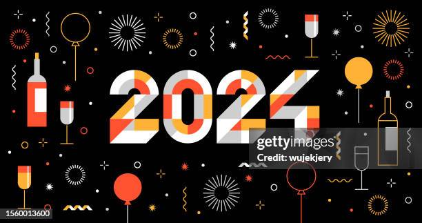 happy new year 2024 - new years eve elegant stock illustrations