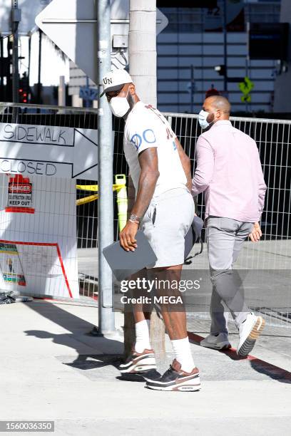 LeBron James is seen arriving at Cedars Sinai hospital on July 25, 2023 in Los Angeles, California.