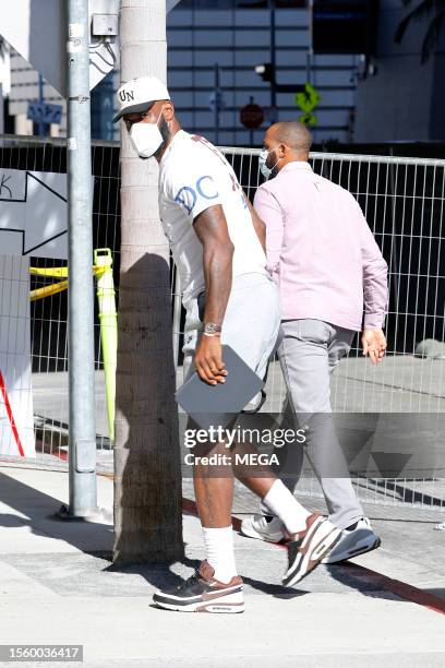 LeBron James is seen arriving at Cedars Sinai hospital on July 25, 2023 in Los Angeles, California.