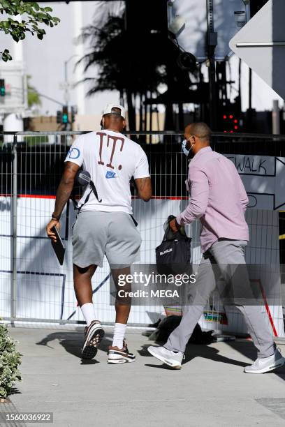 LeBron James is seen arriving at Cedars Sinai hospital on July 25, 2023 in Los Angeles, California.