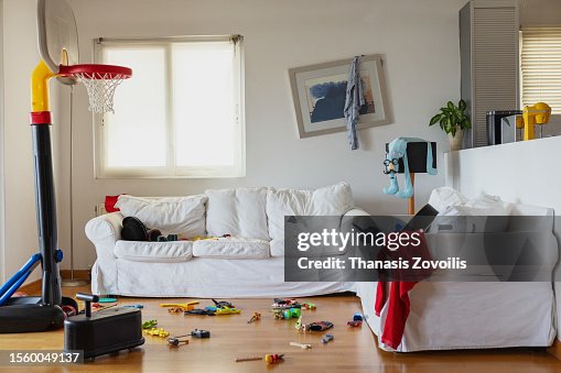 Messy living room after a kid party Messy living room after a kid party