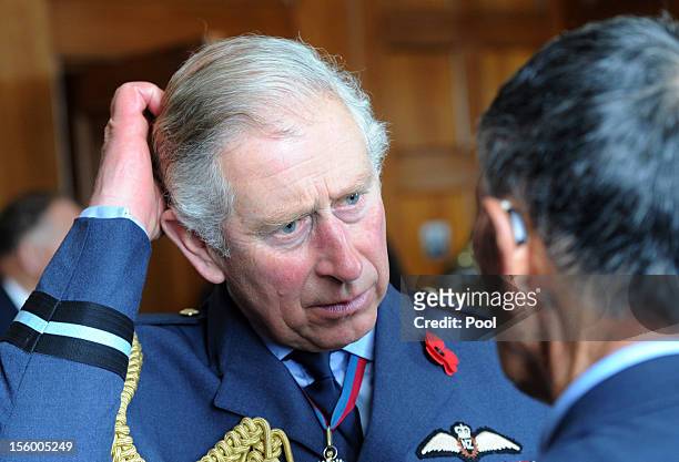 Prince Charles, Prince of Wales meets with New Zealand war veterans after the Armistice Day Commemoration at the Auckland War Memorial on November...