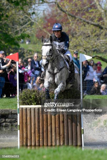 Nicolas Touzaint of France competing on 'Milana 23' in the cross-country nations cup competition during the Chatsworth International Horse Trials at...