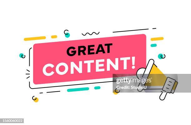 'great content' web banner template - website content design stock illustrations