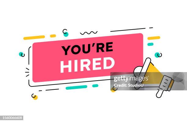 'you are hired' web banner template - job fair stock illustrations