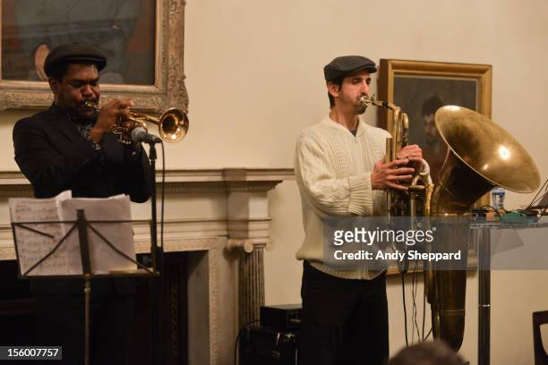 Byron Wallen and Oren Marshall perform on stage at the Royal Academy during the London Jazz Festival 2012 on November 10, 2012 in London, United...