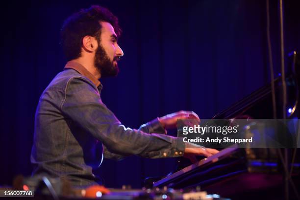 Armenian pianist Tigran Hamasyan performs on stage at the South Bank Centre during the London Jazz Festival 2012 on November 10, 2012 in London,...