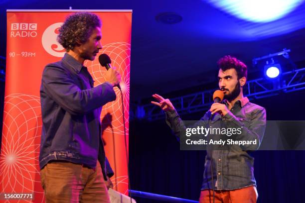 Armenian pianist Tigran Hamasyan is interviewed by Kevin LeGendre at the South Bank Centre during the London Jazz Festival 2012 on November 10, 2012...