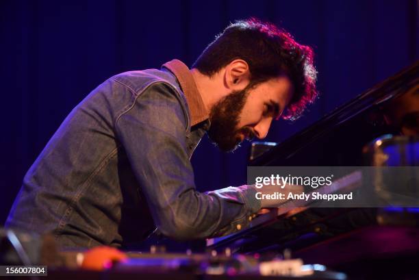 Armenian pianist Tigran Hamasyan performs on stage at the South Bank Centre during the London Jazz Festival 2012 on November 10, 2012 in London,...