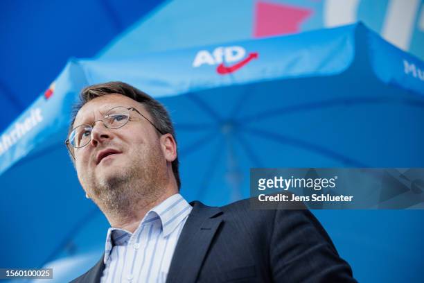 Robert Sesselmann, the first district administrator in Germany to be appointed by the party of the right-wing Alternative for Germany , at the 2023...