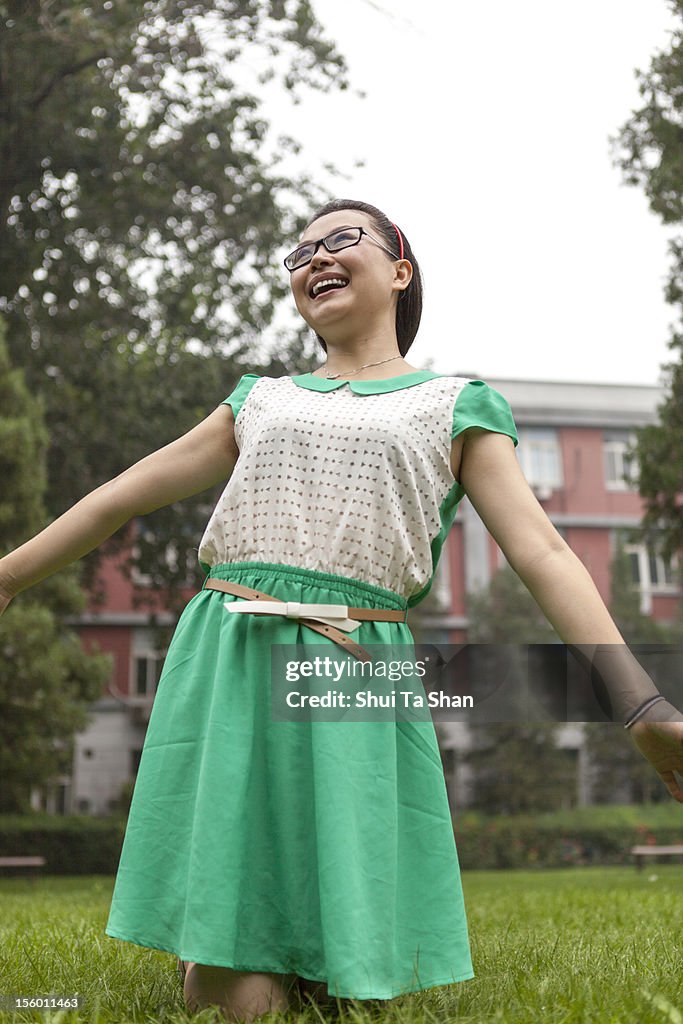 Happy student in campus