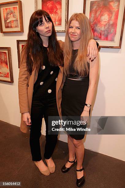 Actress Alexi Wasser and artist Vanessa Prager pose during "HOURS" New Drawing Show Hosted By Amanda De Cadenet at Richard Heller Gallery on November...