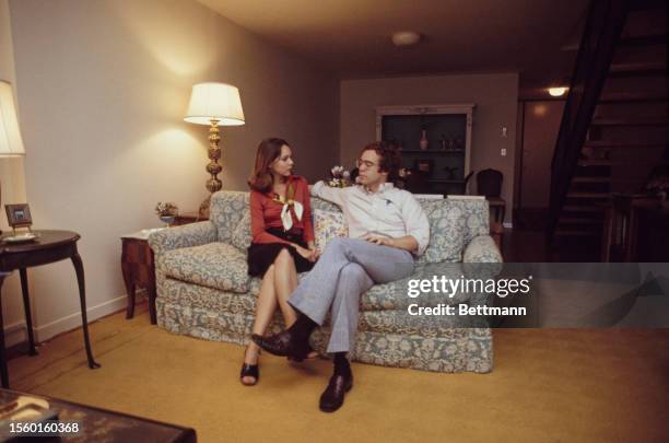 Julie Nixon Eisenhower, daughter of former US President Richard Nixon, and husband David Eisenhower are interviewed in their Washington apartment,...