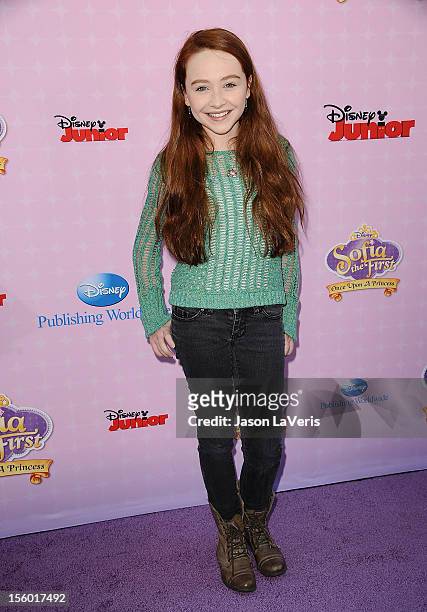 Actress Sabrina Carpenter attends the premiere of "Sofia The First: Once Upon a Princess" at Walt Disney Studios on November 10, 2012 in Burbank,...