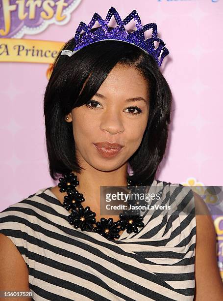 Actress Angel Parker attends the premiere of "Sofia The First: Once Upon a Princess" at Walt Disney Studios on November 10, 2012 in Burbank,...