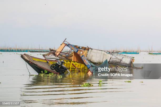 General view of a capsized motorized boat named Princess Aya in Laguna Lake. A motorized boat named Princess Aya was capsized during the mid-day of...