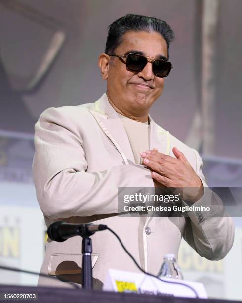 Kamal Haasan attends "Project K" Inside India's History-Making Sci-Fi Epic panel during 2023 Comic-Con International: San Diego at San Diego...