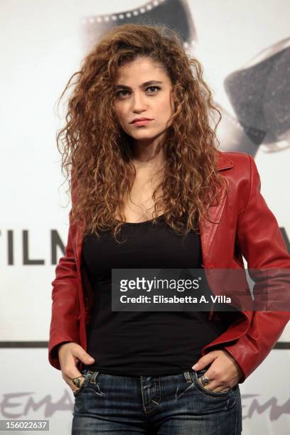 Actress Veronica Gentili attends the 'L'Isola dell'Angelo Caduto' Photocall during the 7th Rome Film Festival at Auditorium Parco Della Musica on...