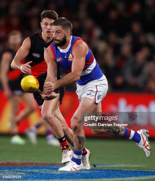 Josh Bruce of the Bulldogs during the round 19 AFL match between Essendon Bombers and Western Bulldogs at Marvel Stadium, on July 21 in Melbourne,...