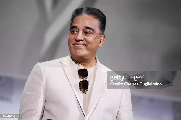 Kamal Haasan attends "Project K" Inside India's History-Making Sci-Fi Epic panel during 2023 Comic-Con International: San Diego at San Diego...