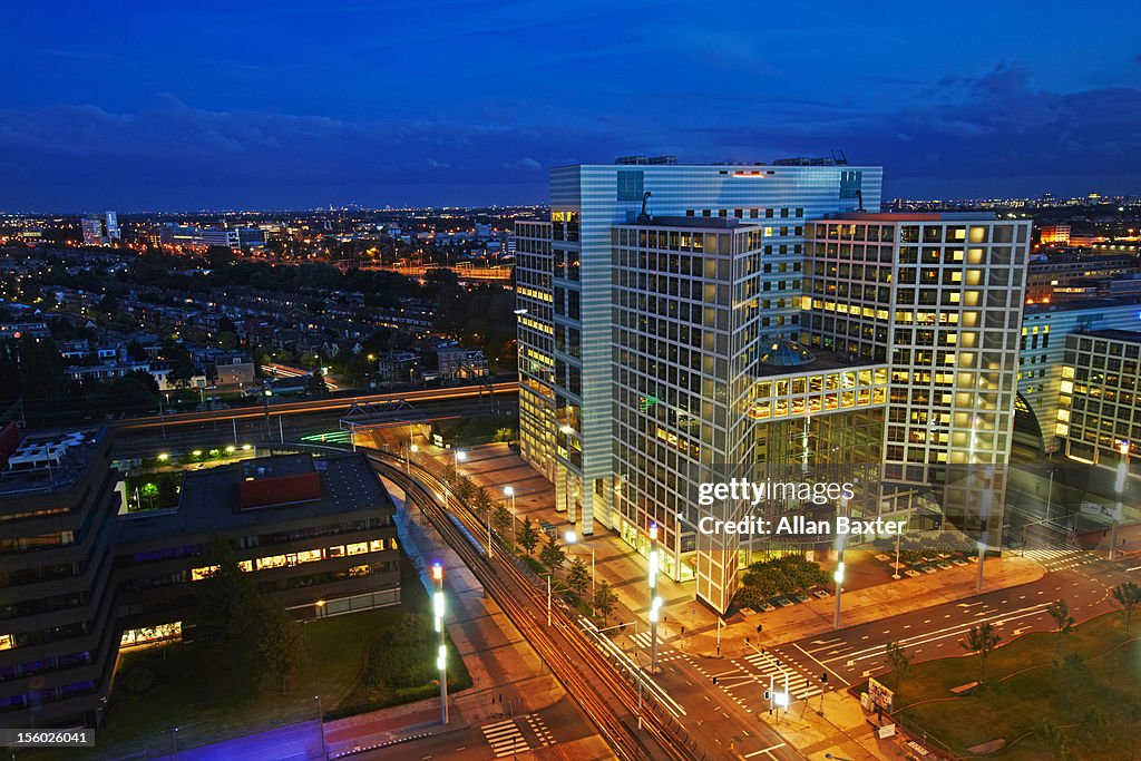 Elevated view of the Haagse Poort skyscraper