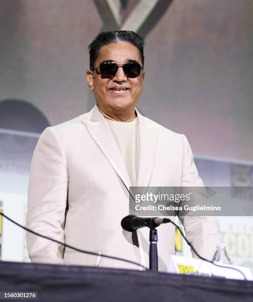 Kamal Haasan attends "Project K" Inside India's History-Making Sci-Fi Epic panel during 2023 Comic-Con International: San Diego at San Diego...
