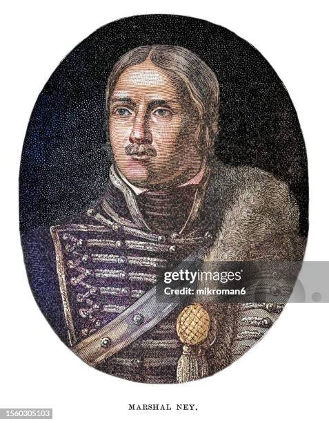 portrait of marshal michel ney, 1st duke of elchingen, 1st prince of the moskva - french military commander and marshal of the empire who fought in the french revolutionary wars and the napoleonic wars - prime minister stock pictures, royalty-free photos & images