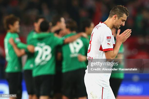 Zdravko Kuzmanovic of Stuttgart reacts after the Bundesliga match between VfB Stuttgart and Hannover 96 at Mercedes-Benz Arena on November 11, 2012...