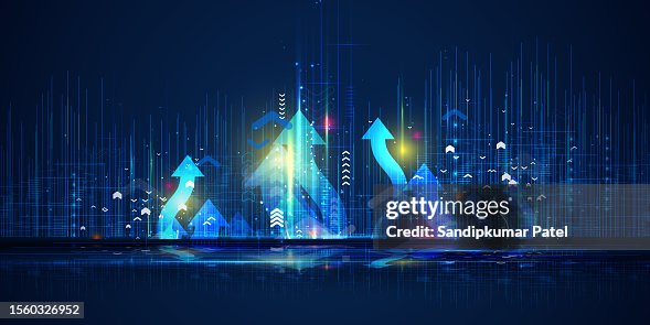 Light arrow up on grid dark background illustration, copy space composition, digital growth concept. Light arrow up on grid dark background illustration, copy space composition, digital growth concept.