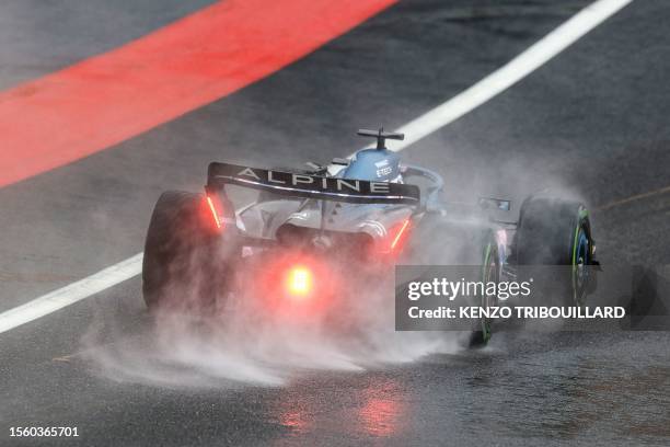 Alpine's French driver Esteban Ocon competes during the qualifying session of the Formula One Belgian Grand Prix at the Spa-Francorchamps Circuit in...