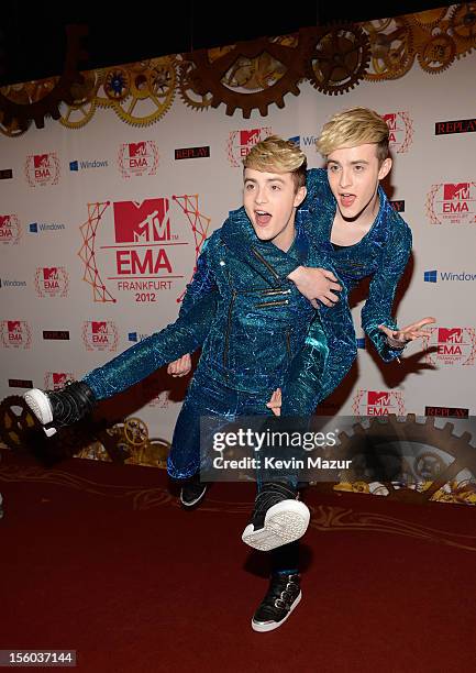 Jedward attends the MTV EMA's 2012 at Festhalle Frankfurt on November 11, 2012 in Frankfurt am Main, Germany.