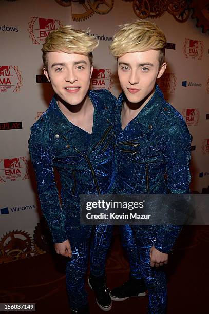 Jedward attends the MTV EMA's 2012 at Festhalle Frankfurt on November 11, 2012 in Frankfurt am Main, Germany.