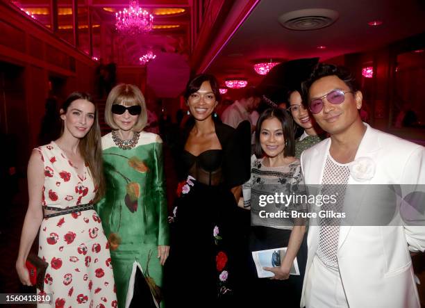 Bee Shaffer Carrozzini, mother Anna Wintour, Prabal Gurung and guests pose at the opening night after party for the new musical "Here Lies Love" on...