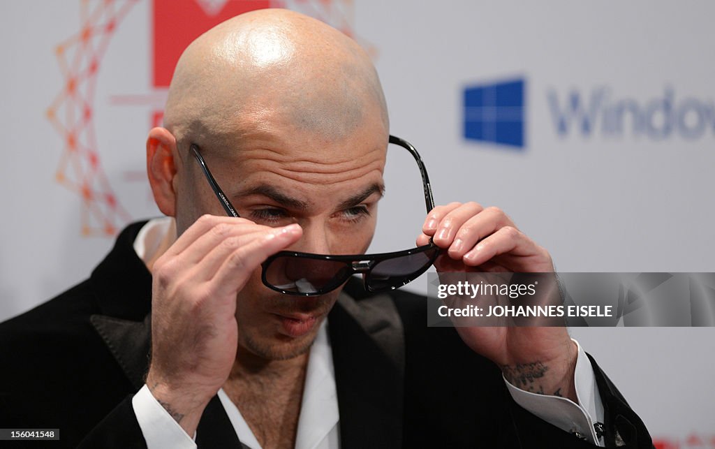 US Rapper Pitbull Poses For Photographers On The Red Carpet For The us-rapper-pitbull-poses-for-photographers-on-the-red-carpet-for-the